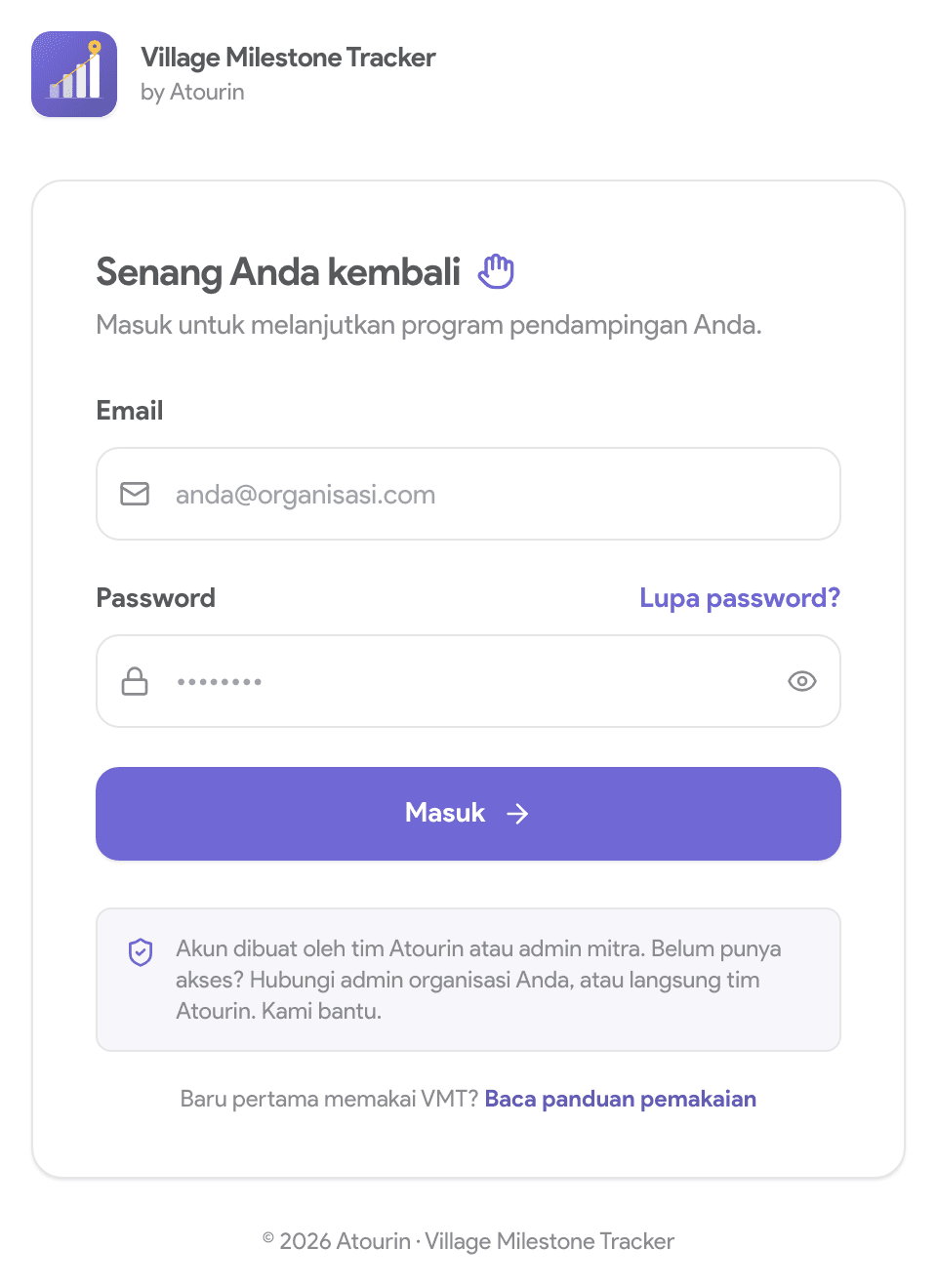 Halaman masuk VMT